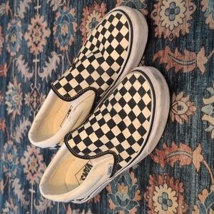 Vans Black and White Checkerboard Slip-Ons -size Mens 9.5